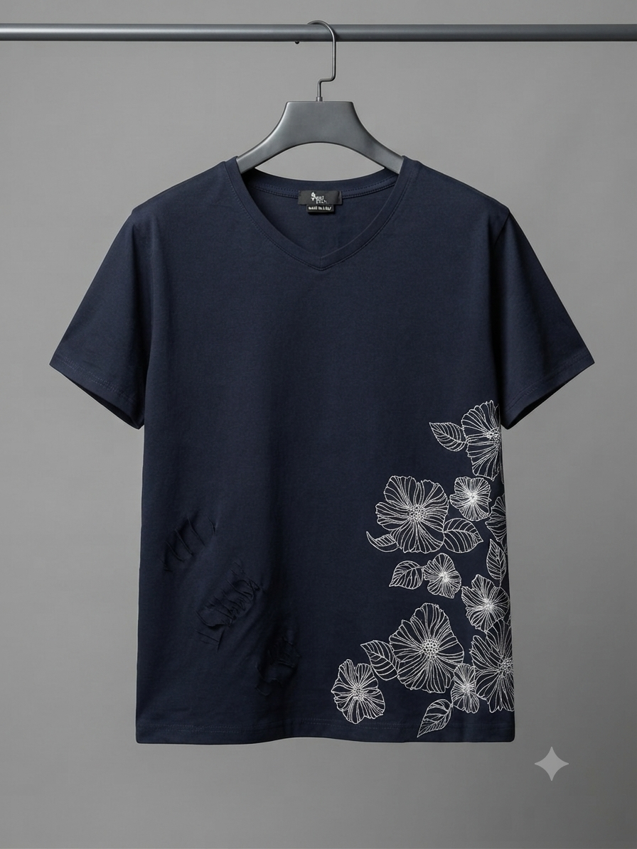 smile land ripped floral shirt