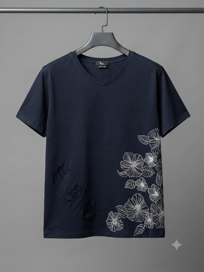 smile land ripped floral shirt