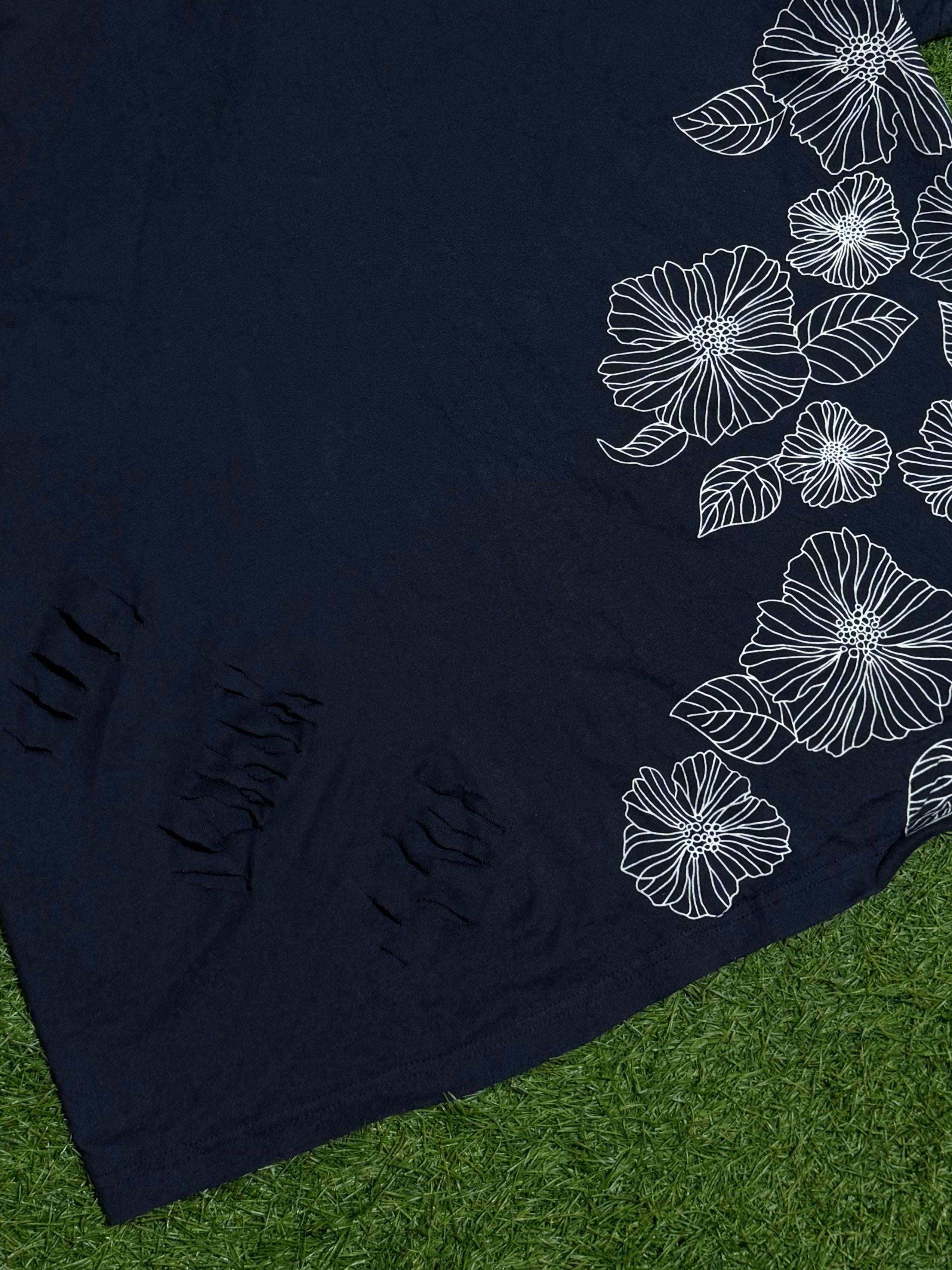 smile land ripped floral shirt